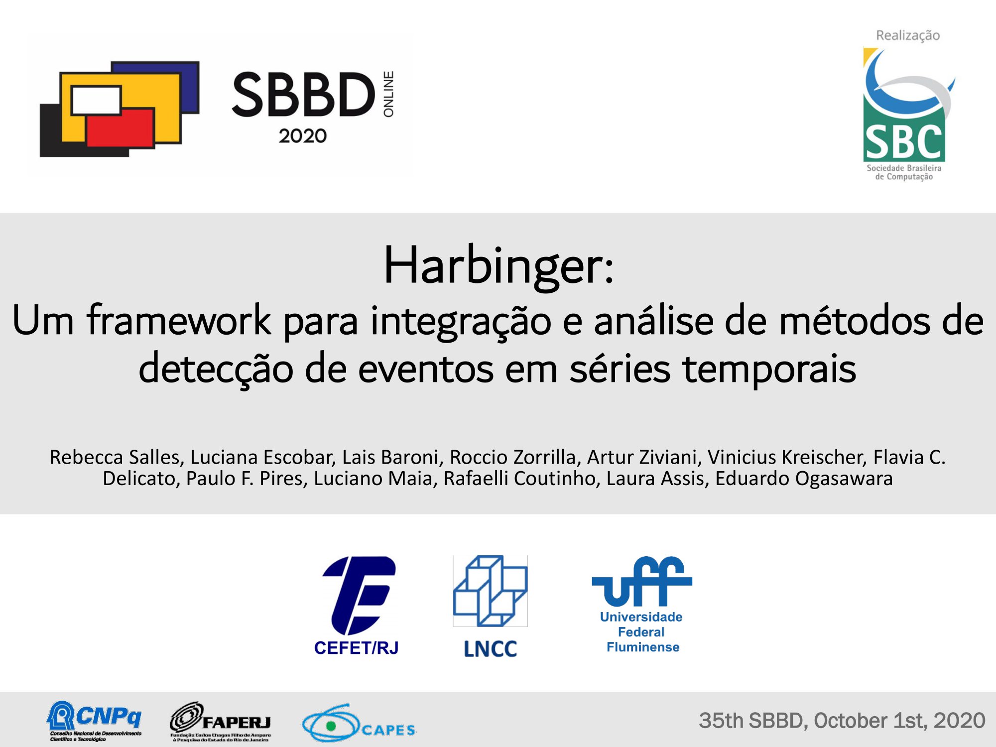 Harbinger: Um framework para integração e análise de métodos de  detecção de eventos em séries temporais