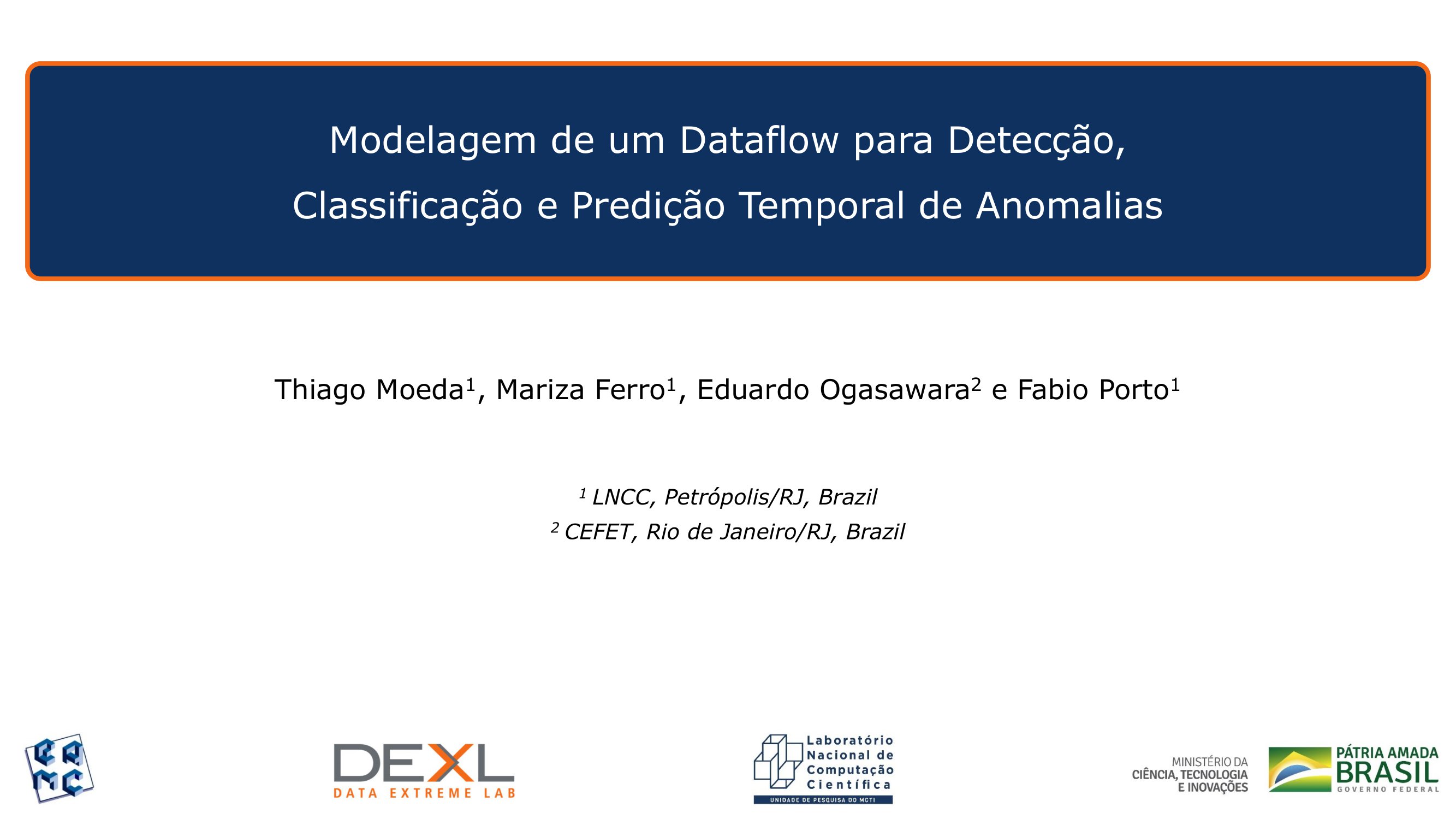 Modelagem de um Dataflow para Detecção,  Classificação e Predição Temporal de Anomalias